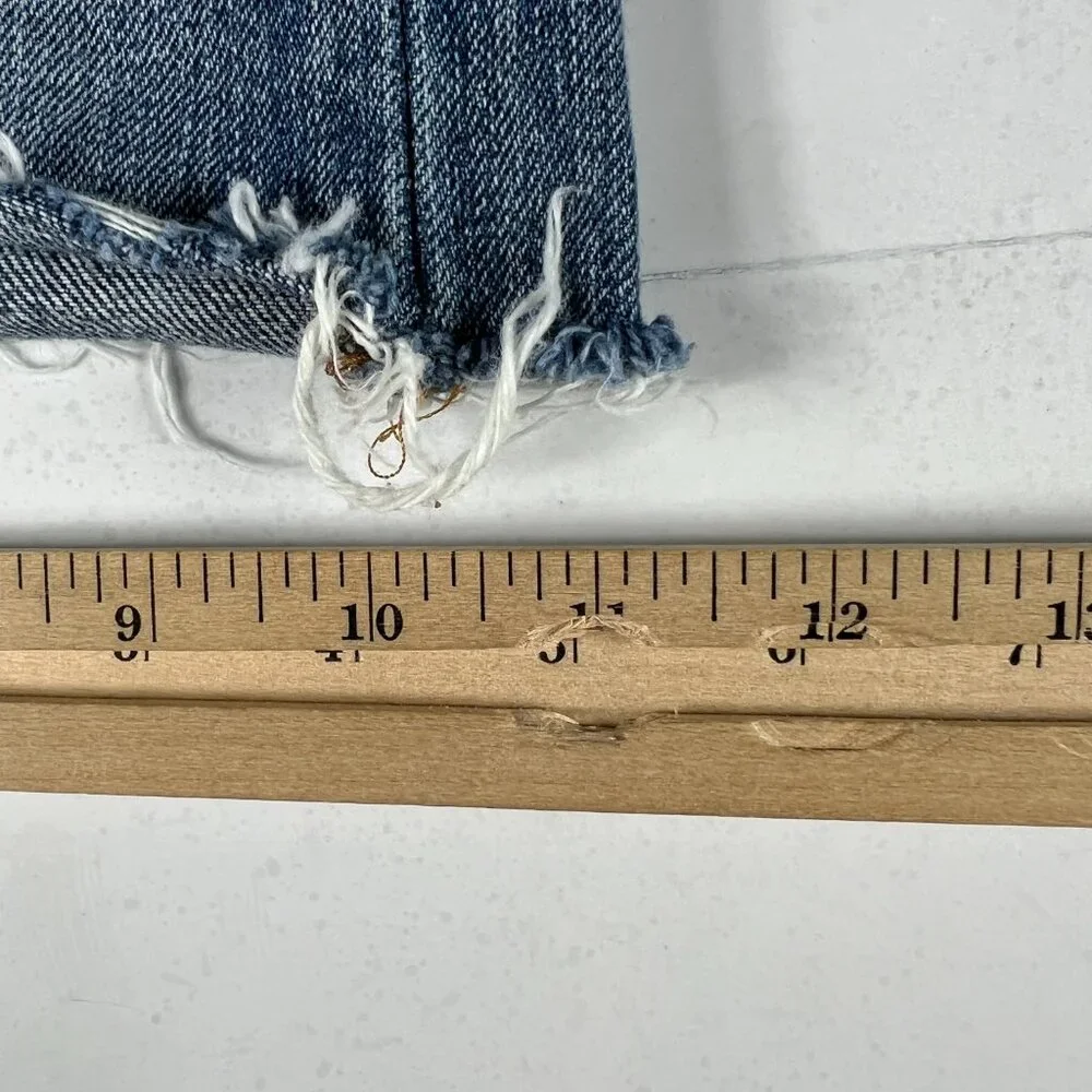 Levi's Jean Short Women 28 501 High Rise Blue Whisker Cut Off Cotton Denim Jorts - Picture 12 of 16